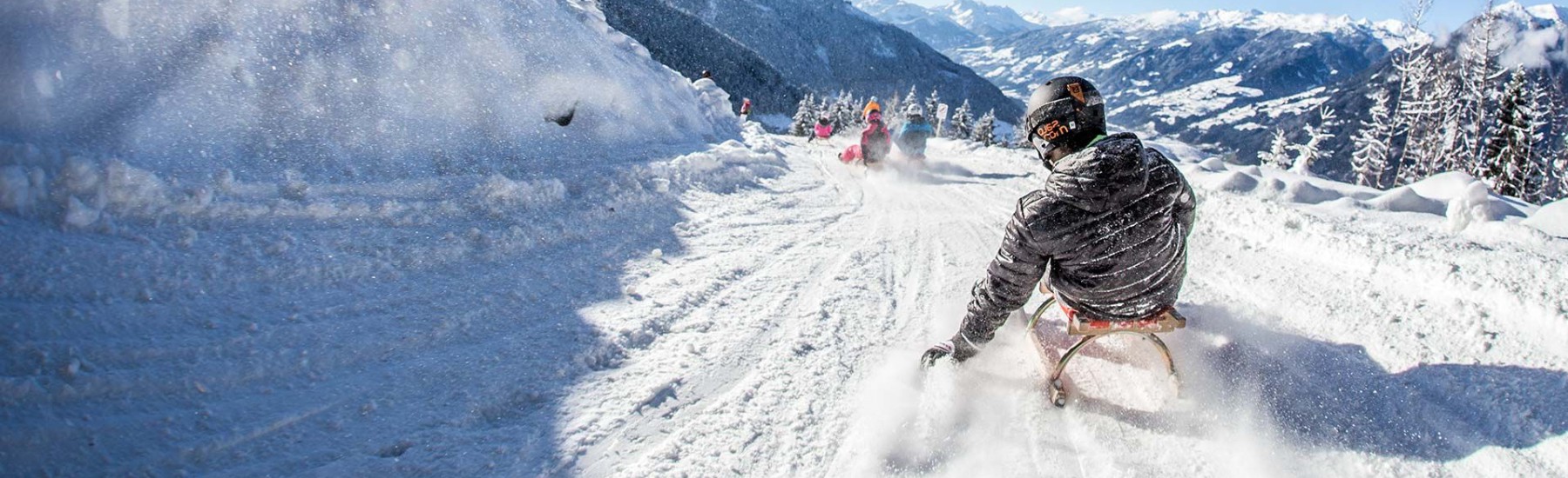 sleeën op de piste 